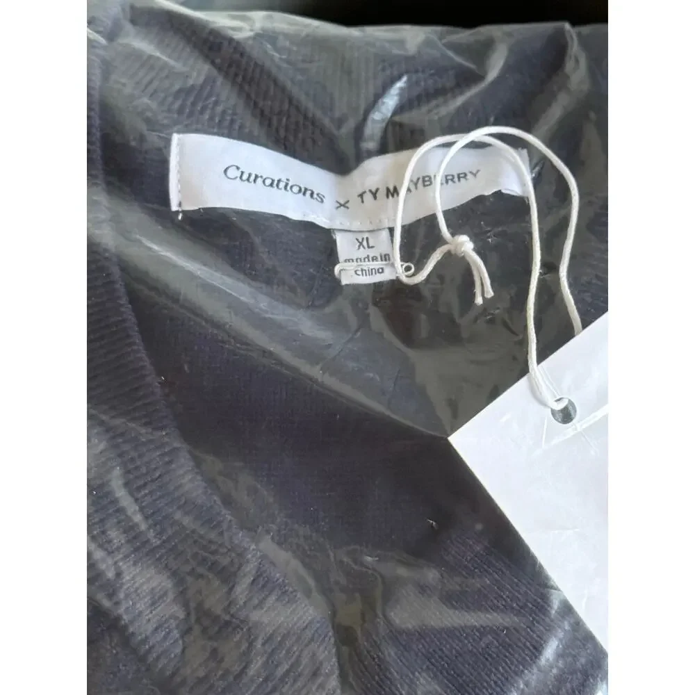 Curations x Ty Mayberry Blue V Neck Argyle Sweater XL NWT 003